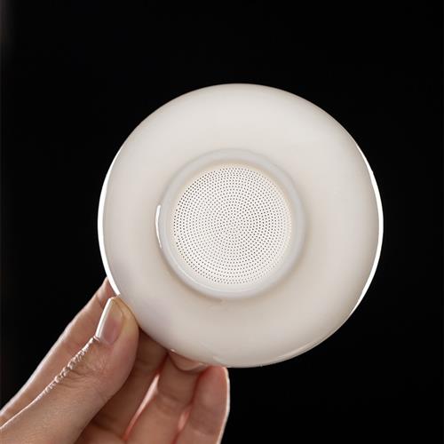 羊脂玉白瓷一体全瓷孔茶漏滤茶器茶隔陶瓷茶具配件茶叶过滤网泡茶