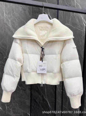 25新款翻领羽绒服M家同款富贵公主高版女士短款时尚百搭开衫外套