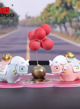 国潮中式可爱动物唐三彩马车载文创礼品创意新年礼物桌面汽车摆件