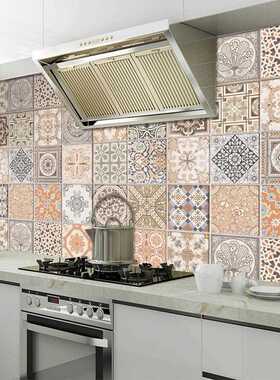 新款直销ET127 跨境覆膜马赛克复古花砖瓷砖贴厨卫自粘装饰DIY墙