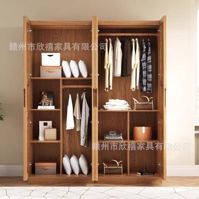 新款直销北美红橡木衣柜两门三门小户型实木衣橱四门五门六门组合