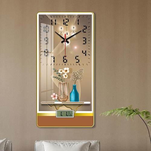 新款直销2023新款日历挂钟儿童房卧室高档家居静音钟表画墙上免打