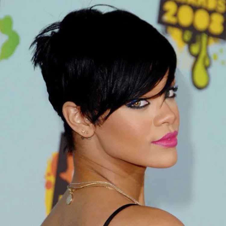 新款直销速卖通出口欧美外贸非洲女士短直发斜刘海高温丝假发头套