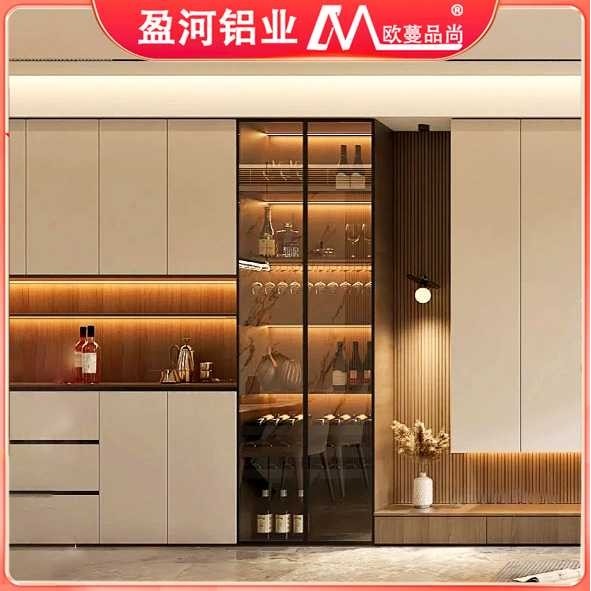 新款直销多功能轻奢铝合金餐边柜一体靠墙柜子收纳储物酒柜展示柜,住宅家具,酒柜,淘宝优惠券,粉丝福利购,淘宝优惠卷