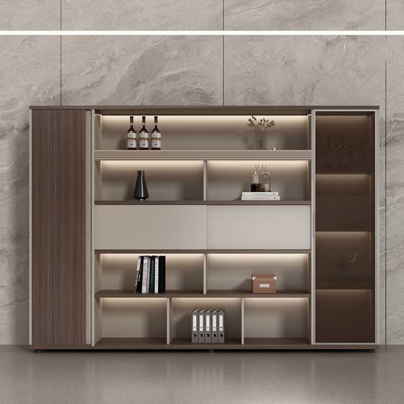 新款直销简约现代老板背景柜办公室板式文件柜书柜组合落地办公储