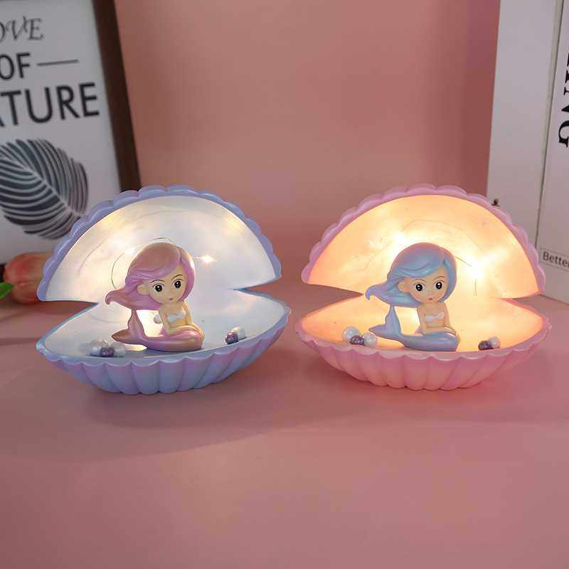 新款直销海贝公主小夜灯开学小礼品少女心毕业礼物树脂摆件卡通桌,家居饰品,桌面摆件,淘宝优惠券,粉丝福利购,淘宝优惠卷