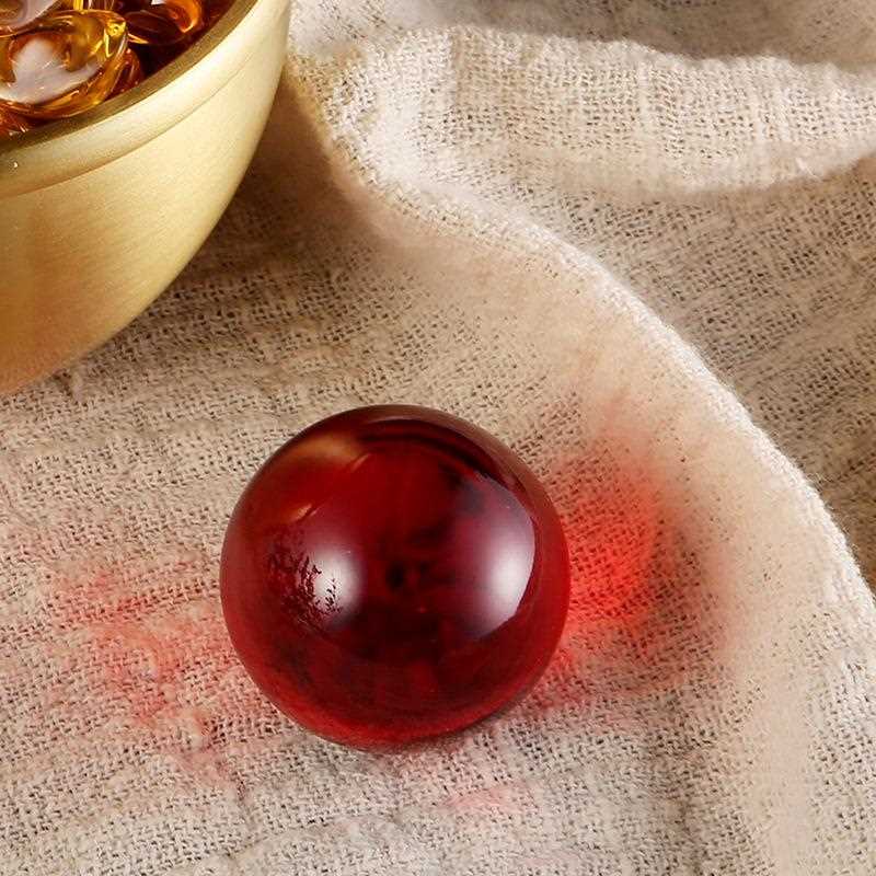 新款直销鸿运珠黑色水晶球红珠玻璃球人工琉璃珠子黄铜百福缸配件