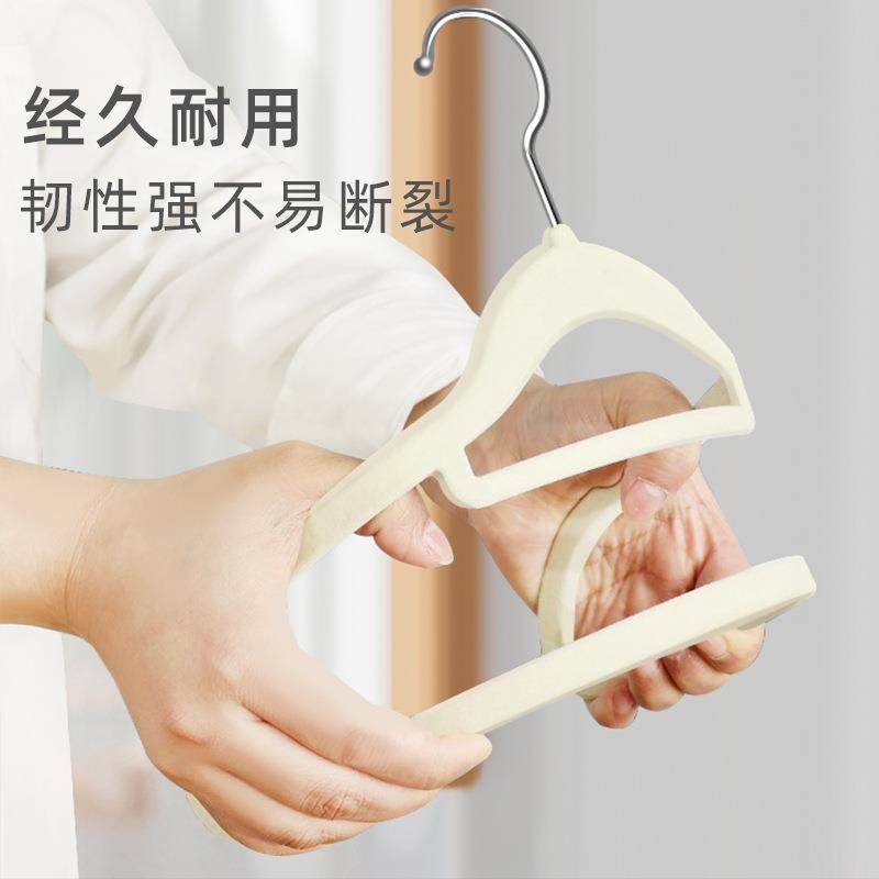 新款直销工厂直供植绒衣架家用挂衣防滑无痕衣撑收纳整理师推荐晾