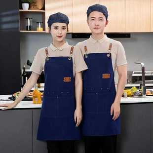 新款直销围裙定制logo家用防水防油帆布围裙厨房工作围裙广告印字