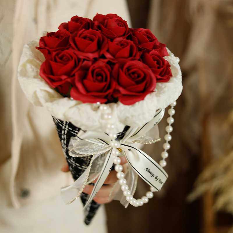 新款直销母亲节礼物冰淇淋花束成品香皂花母亲节仿真花夜市摆摊8