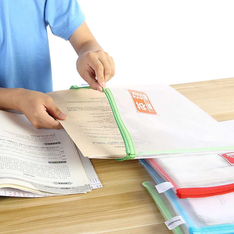 新款直销学生a4文件袋孕检手提袋双层科目分类透明拉链防水收纳袋