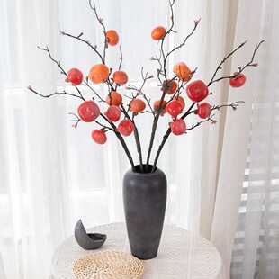 新款直销干枝柿子果子仿真花玫瑰家庭装饰婚庆假花MW255828