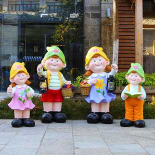 新款 饰玻璃钢雕塑 直销幼儿园学校门口卡通娃娃摆件庭院草坪造景装
