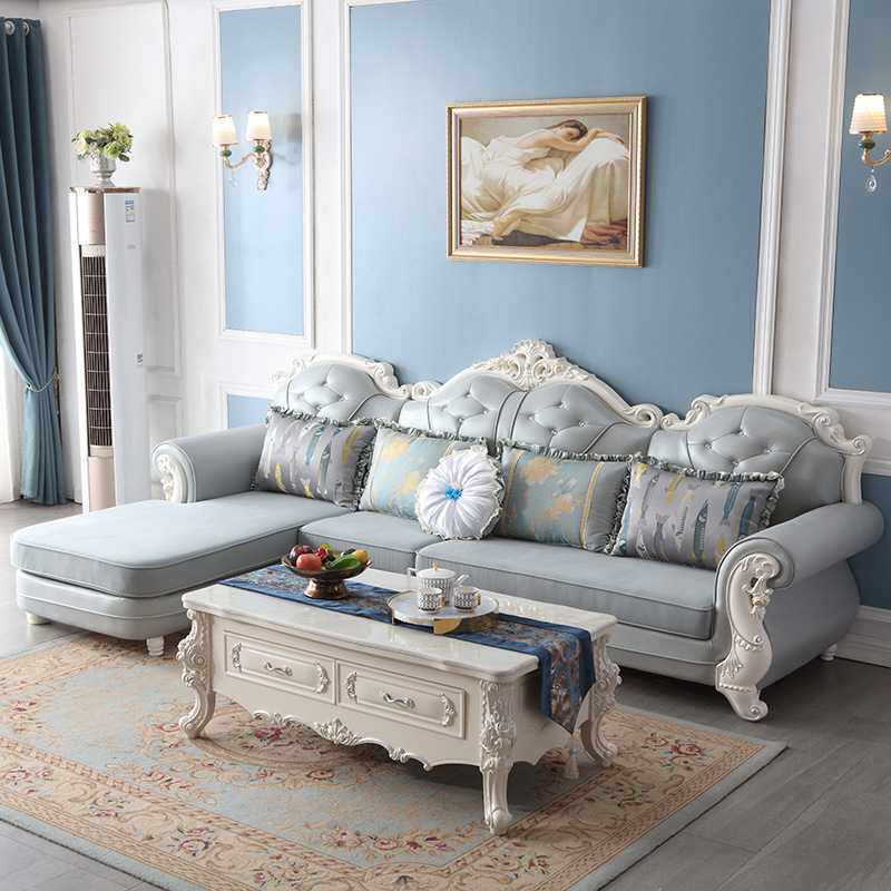 新款直销欧式布艺沙发组合客厅大小户型实木科技布沙发贵妃转角欧