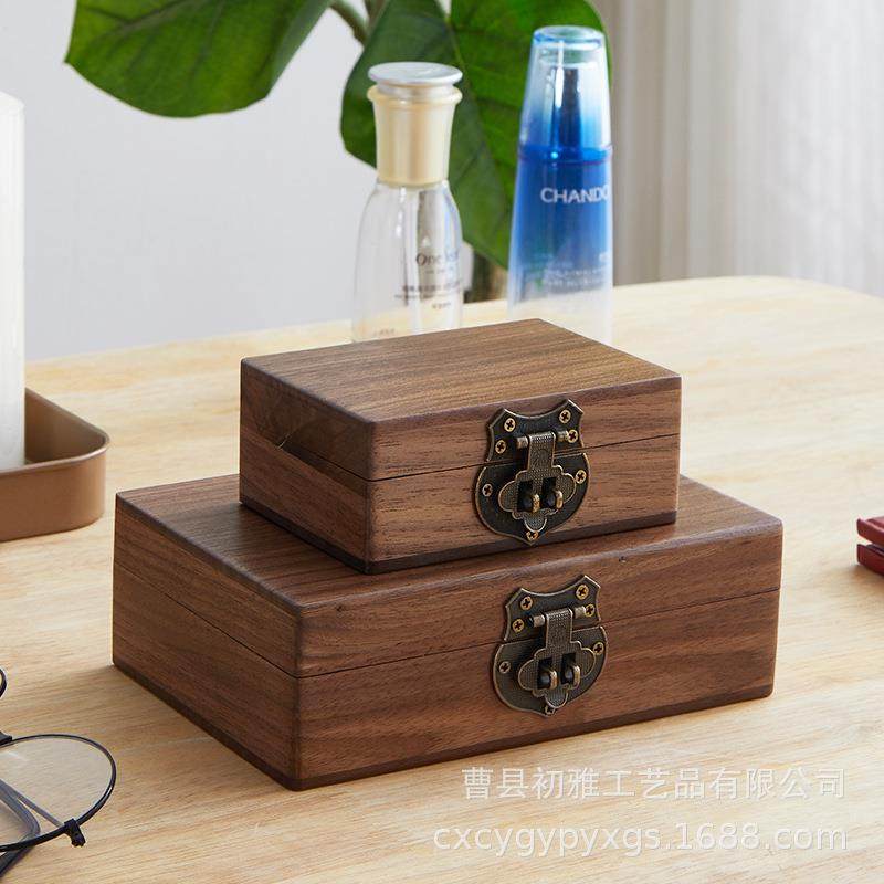 新款直销翻盖木盒复古式礼品 包装木盒首饰礼品首饰盒 家用桌面木