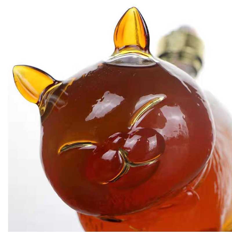 新款直销创意福猫泡酒瓶加厚高硼硅玻璃酒瓶密封酒瓶醒酒器家用倒