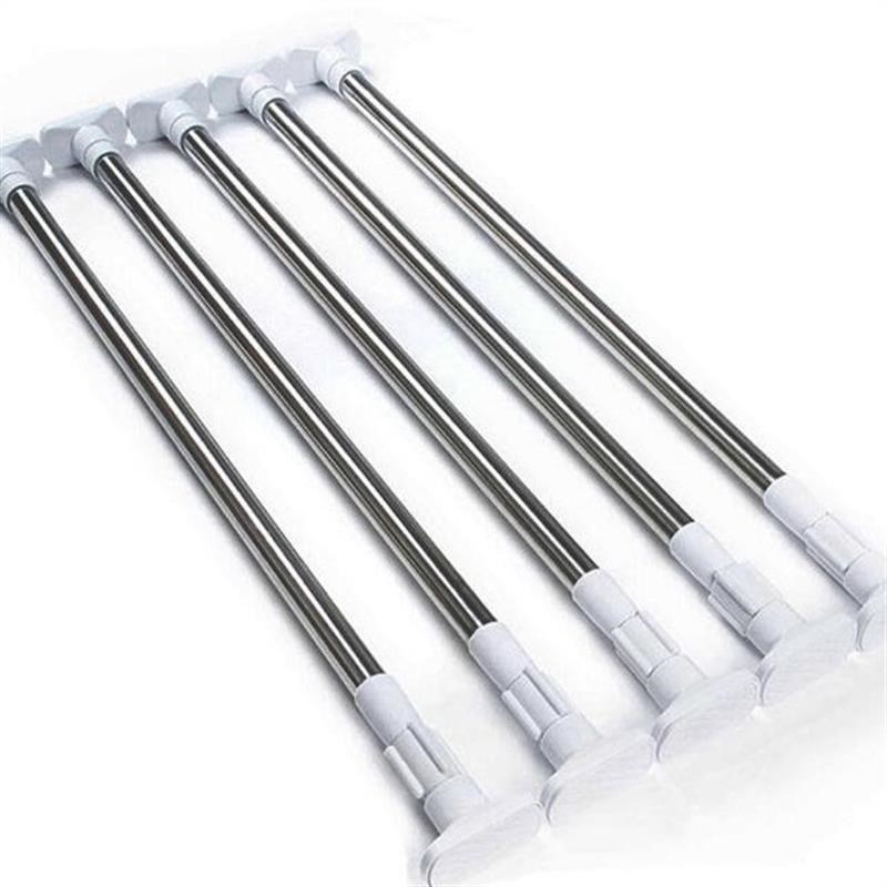 普通201不锈刚大方头免打孔伸缩浴帘杆晾衣杆窗帘杆