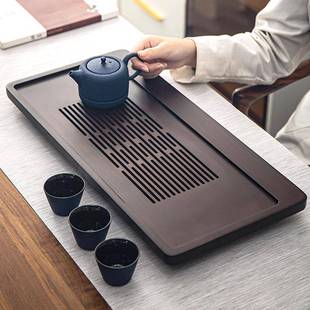 干泡托盘竹制简易储水式 家用茶盘沥水茶海一体长方抽屉排水式 茶台