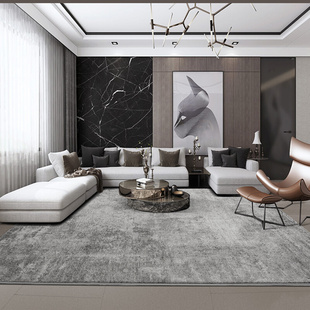 卧室地垫黑白灰色新款 地毯客厅北欧现代简约茶几毯垫美式 轻奢高级