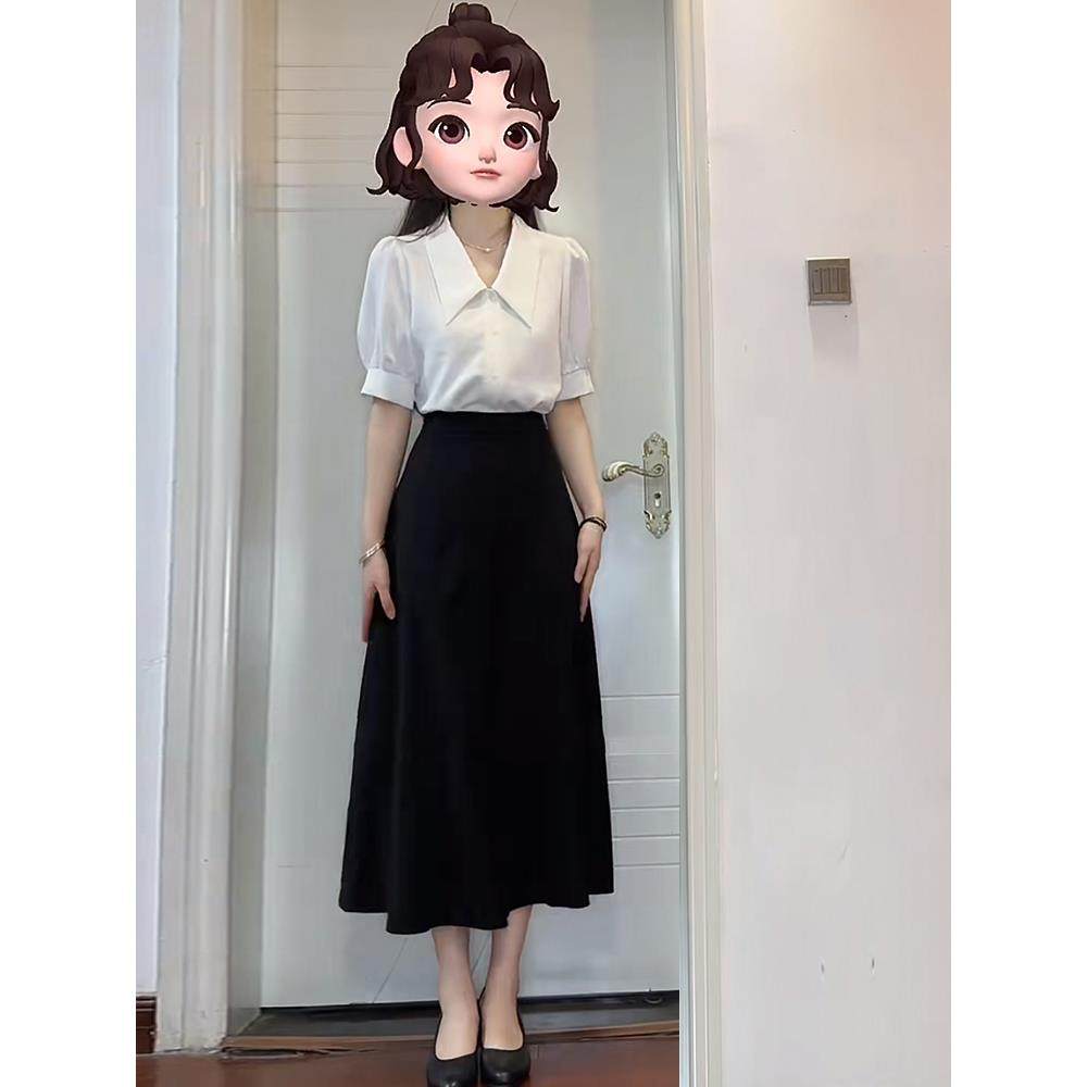 白色雪纺衬衫女早春短袖夏季职业正装教师穿搭服装事业编面试套装