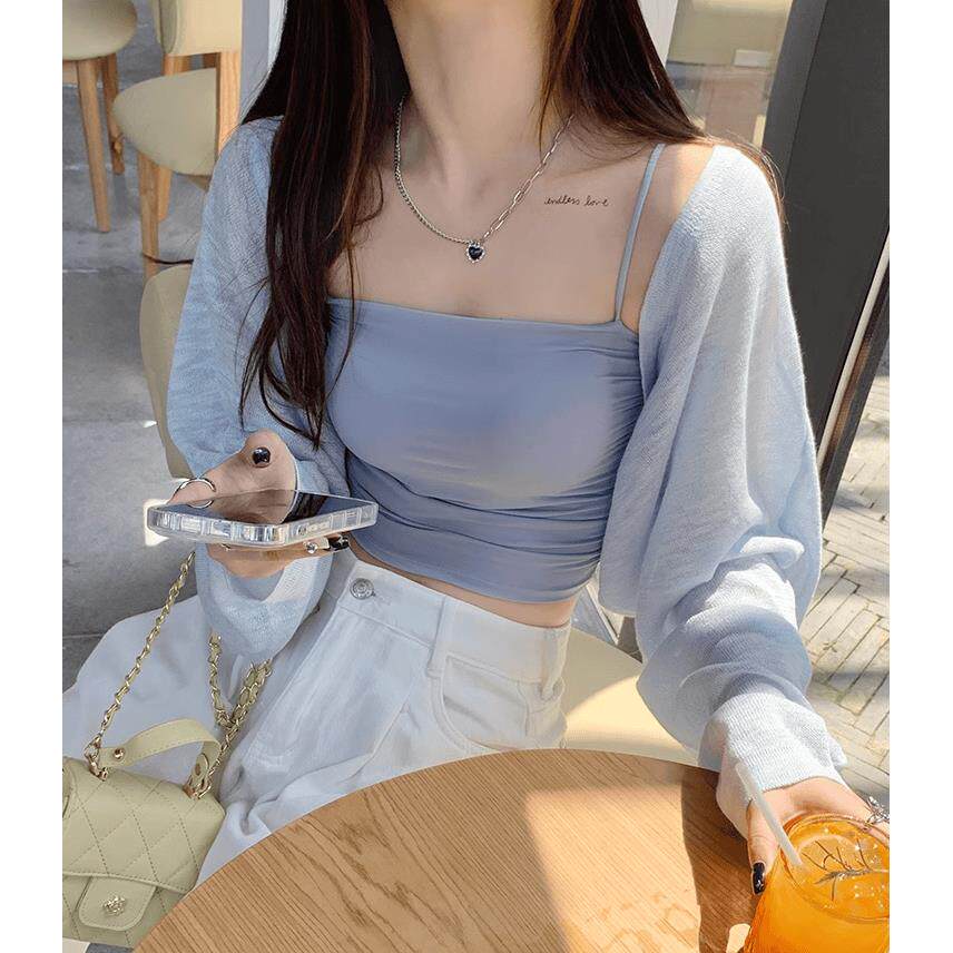 小披肩外搭女冰丝防晒开衫夏季薄款罩衫小坎肩短款针织上衣空调衫
