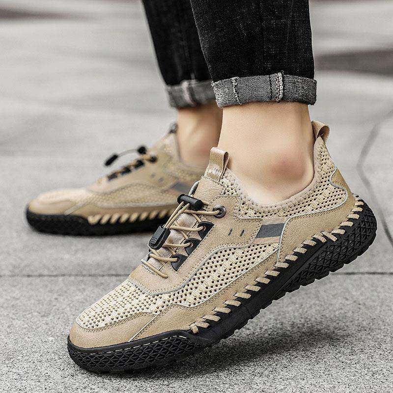 高档男鞋2025新款夏季一脚蹬网鞋防滑男士休闲潮鞋大码登山运动鞋