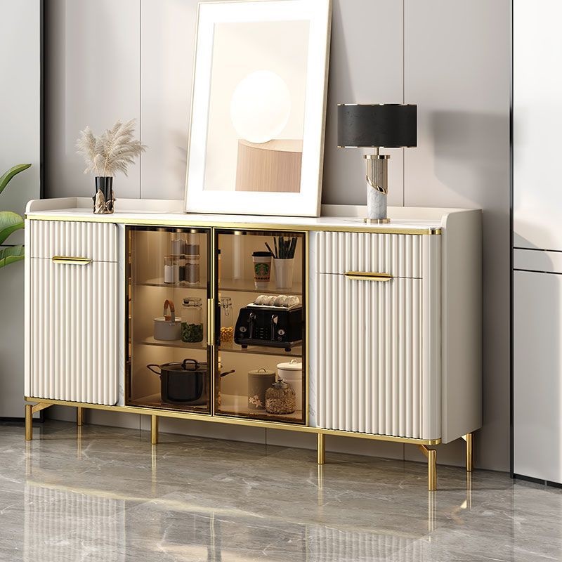 轻奢餐边柜家用多功能客厅餐边柜靠墙收纳柜玻璃柜厨房碗柜置物柜