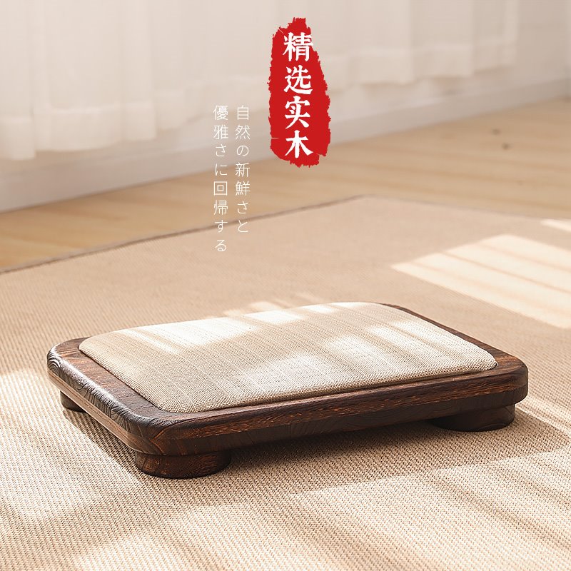 8V实木小凳子家用矮凳矮榻脚踏榻榻米炕几禅凳飘窗坐榻脚踏板凳软