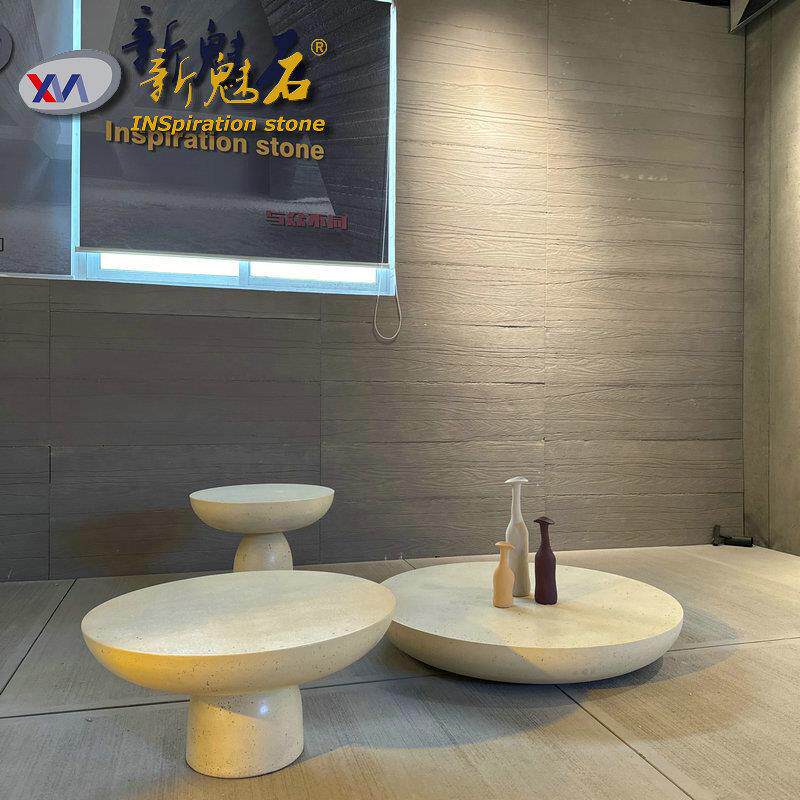 意式户外沙发茶几北欧极简现代简约蘑菇设计师混凝土仿石边几圆形