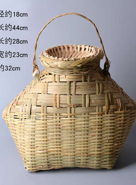 采茶工艺品鱼笼表演笼黄鳝纯手工A篓竹箩竹编道具鱼篓装饰鱼钓鱼