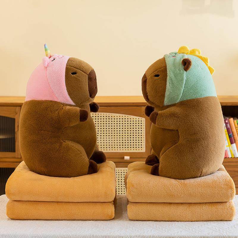 卡通水豚抱枕毯子二合一卡皮巴拉靠垫空调被两用儿童午睡毯子礼品,居家布艺,抱枕被,淘宝优惠券,粉丝福利购,淘宝优惠卷