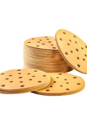 寸孔黄色植绒砂纸圆盘片形背绒拉绒自粘打磨抛光干磨