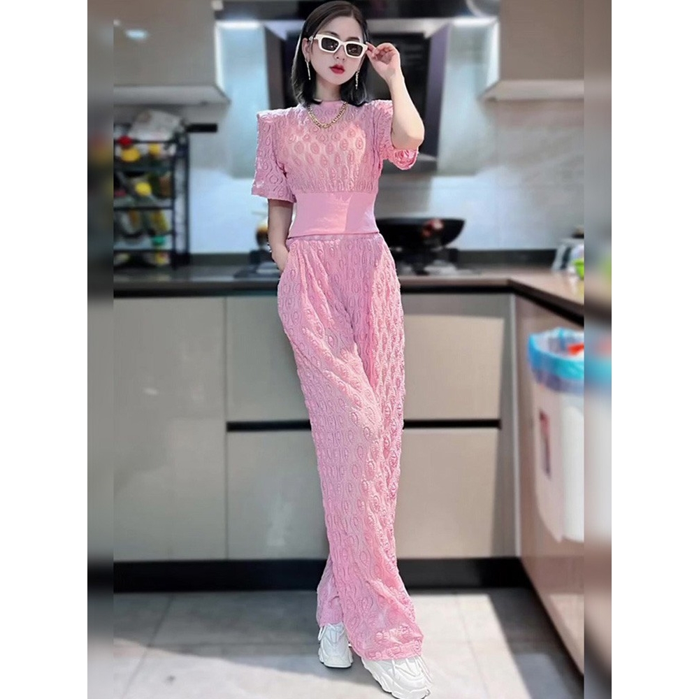 潮牌2025夏季新款女装法式气质御姐范减龄高级感轻奢粉色休闲套装
