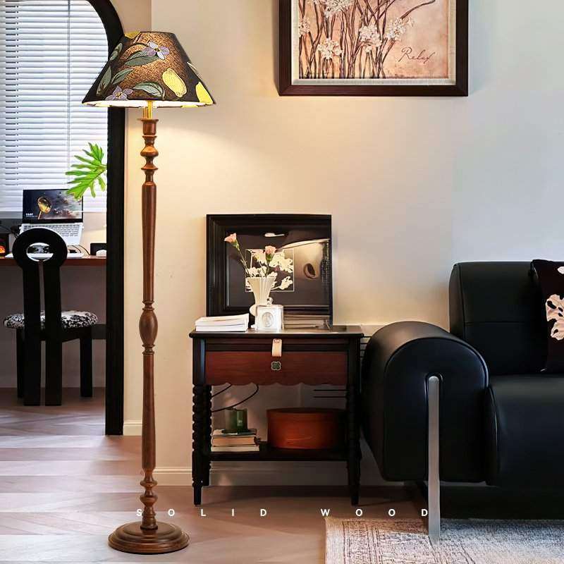 中古书房美式氛围落地灯法式客厅落地灯复古立式黑胡桃实木落地灯,标准件/零部件/工业耗材,车间地垫,淘宝优惠券,粉丝福利购,淘宝优惠卷
