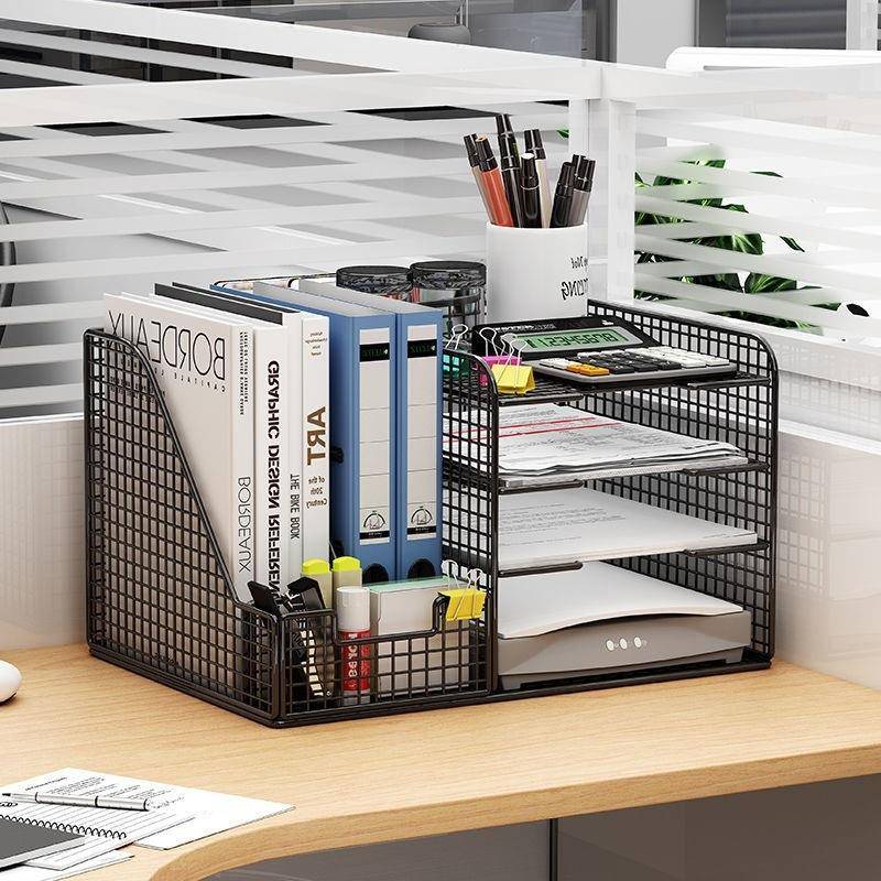 办公用品文件置物架放书本a4纸立式多层铁艺学生资料收纳桌上书架