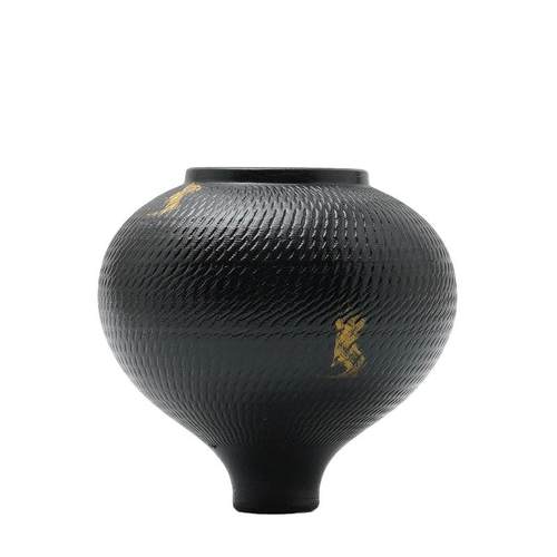 新中式景德镇黑色手绘陶瓷花瓶售楼处酒店博古架客厅书房花器摆件