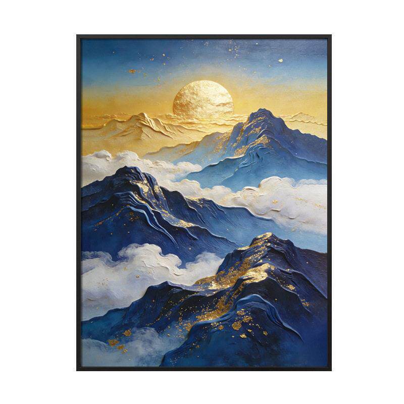 日照金山装饰画烫金肌理端好寓意客厅玄关挂画民宿酒店