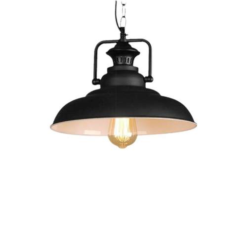 铁艺吊灯黑色锅盖吊灯餐厅灯饭店咖啡厅简约清吧台铁链工业风吊灯