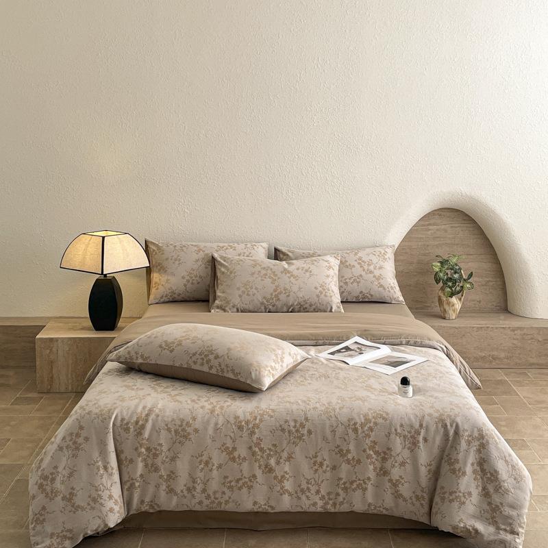 日式6被0支全棉双层纱四件套纯棉轻高级床上用感MBS品裸奢睡套罩