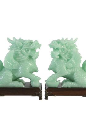 招财麒麟摆件麒麟一对家居电视柜玄关摆设乔迁办公室开业店铺装饰