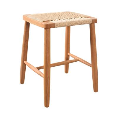 北欧樱桃木小方凳现代简约客厅餐桌凳家用白橡木编绳化妆凳