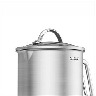 18/10不锈钢加厚复底高深奶锅304单柄奶壶带过滤嘴14cm