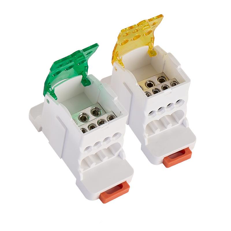 UKK8A分线盒卡扣导A轨式25A160250UKK80A接A400A5000A一进多出1蓝