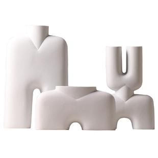 北欧创意裤衩摆件样板房陶瓷插花花瓶白色磨砂装饰品简约现代风格