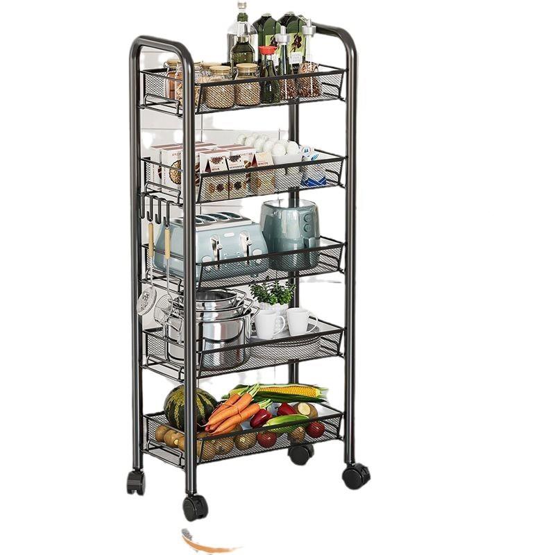 烤厨房置物架落地小推车物置移卫间架多层家用箱架动储物架99带轮