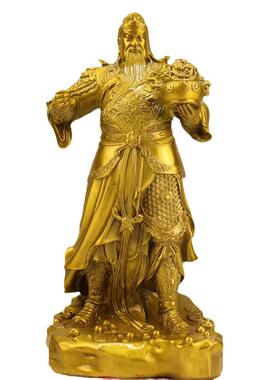 铜关公摆件客厅聚宝盆关公铜像武财神关公像商铺家用供奉神像大号