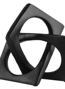 现代简约摆件几何不规则方形缠绕环扣创意样板房售楼处酒店装饰品