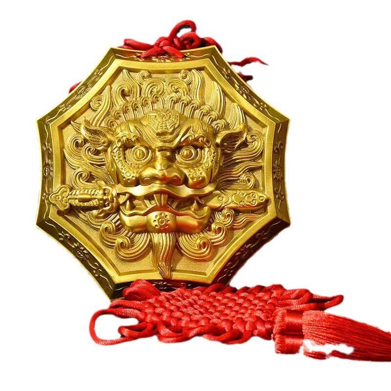 狮咬剑挂件黄铜狮子头八卦镜虎头牌兽头睚眦吞口山鬼海神门对尖角