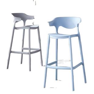 北欧简约塑料吧椅现代极简靠背吧台椅子家用可叠放设计网红高脚凳