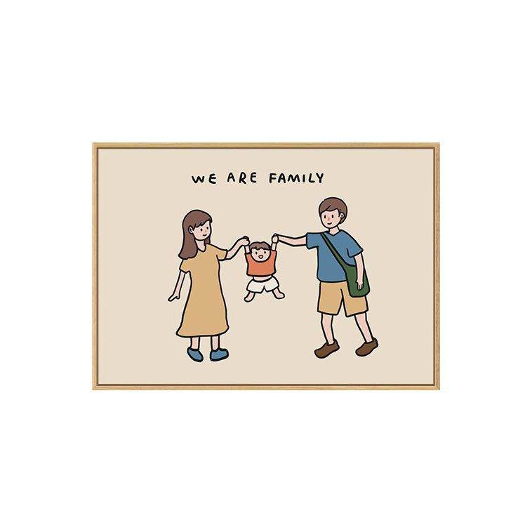 一家三口装饰画北欧原木风奶油治愈系餐厅挂画四口人卧室斗柜摆画,家居饰品,现代装饰画,淘宝优惠券,粉丝福利购,淘宝优惠卷